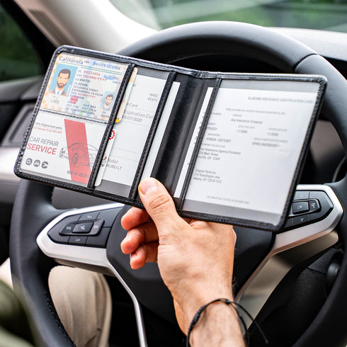 CANOPUS Car Registration and Insurance Holder, PU Leather Card Holder, Vehicle Glove Box Organizer for Auto, SUV, Truck and Motorcycle